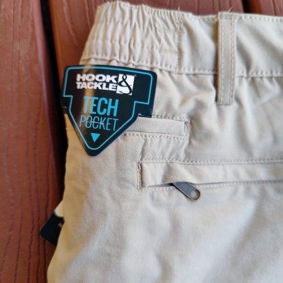 Hook and Tackle Beer Can Island Stretch Fishing Shorts Sand Tan Mens Size 32 NWT - Picture 8 of 14